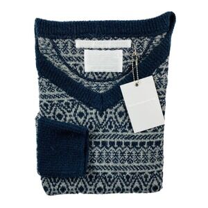White Mountain Engineering Blue Nordic Wool Angora Blend Sweater Japan L NWT